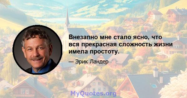 Внезапно мне стало ясно, что вся прекрасная сложность жизни имела простоту.