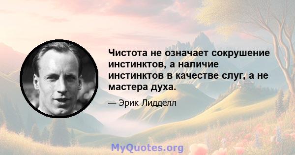 Чистота не означает сокрушение инстинктов, а наличие инстинктов в качестве слуг, а не мастера духа.