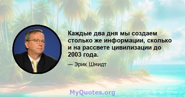 Каждые два дня мы создаем столько же информации, сколько и на рассвете цивилизации до 2003 года.