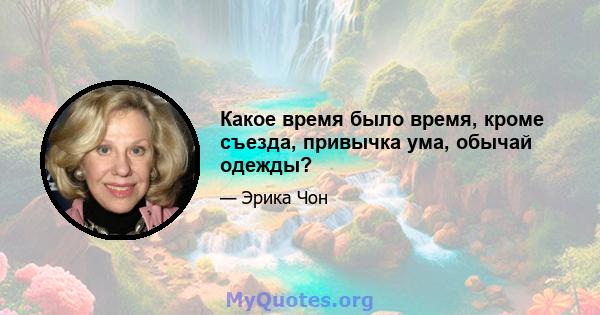 Какое время было время, кроме съезда, привычка ума, обычай одежды?