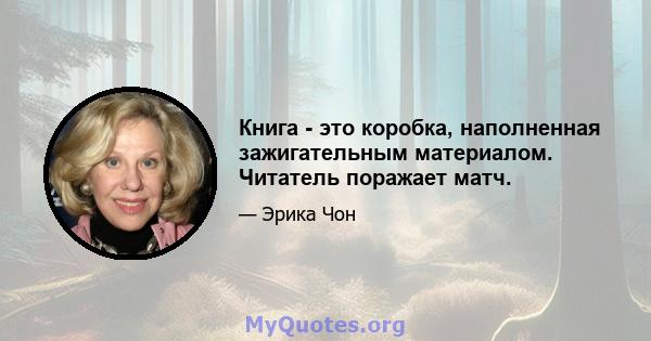 Книга - это коробка, наполненная зажигательным материалом. Читатель поражает матч.