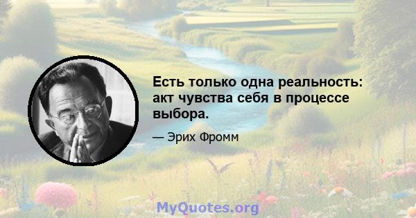 Есть только одна реальность: акт чувства себя в процессе выбора.