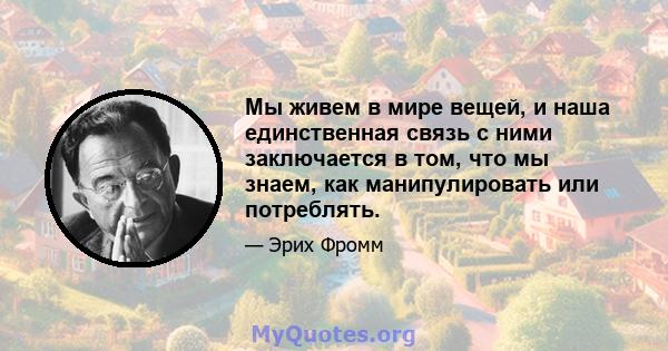 Мы живем в мире вещей, и наша единственная связь с ними заключается в том, что мы знаем, как манипулировать или потреблять.