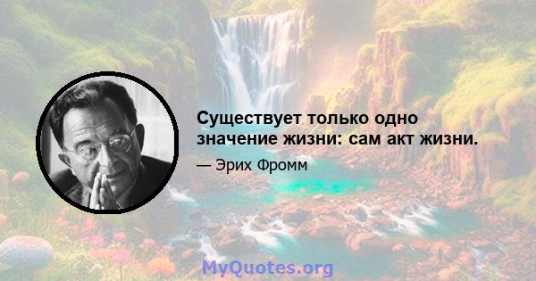 Существует только одно значение жизни: сам акт жизни.