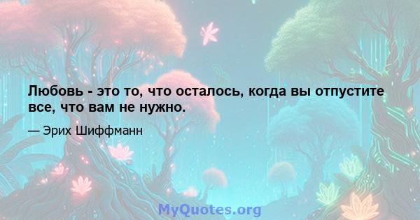 Любовь - это то, что осталось, когда вы отпустите все, что вам не нужно.