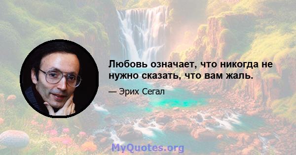 Любовь означает, что никогда не нужно сказать, что вам жаль.