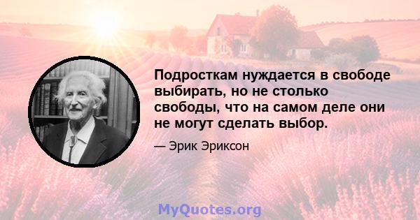 Подросткам нуждается в свободе выбирать, но не столько свободы, что на самом деле они не могут сделать выбор.