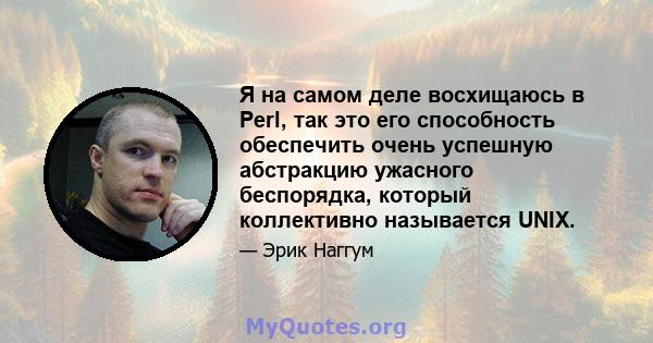 Я на самом деле восхищаюсь в Perl, так это его способность обеспечить очень успешную абстракцию ужасного беспорядка, который коллективно называется UNIX.