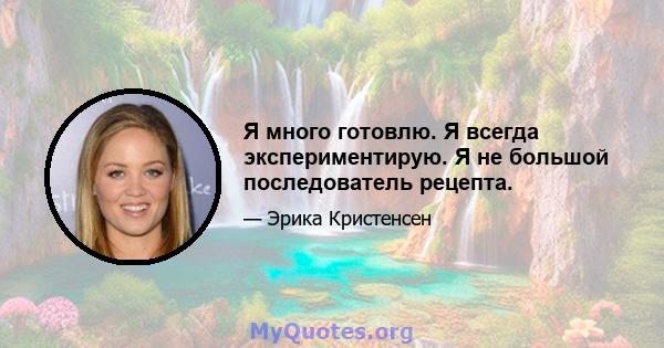 Я много готовлю. Я всегда экспериментирую. Я не большой последователь рецепта.