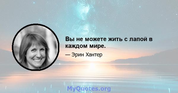 Вы не можете жить с лапой в каждом мире.