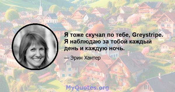 Я тоже скучал по тебе, Greystripe. Я наблюдаю за тобой каждый день и каждую ночь.