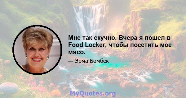 Мне так скучно. Вчера я пошел в Food Locker, чтобы посетить мое мясо.