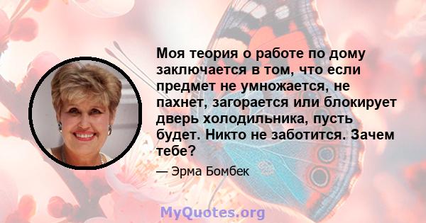 Моя теория о работе по дому заключается в том, что если предмет не умножается, не пахнет, загорается или блокирует дверь холодильника, пусть будет. Никто не заботится. Зачем тебе?