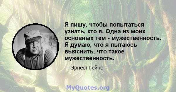 Я пишу, чтобы попытаться узнать, кто я. Одна из моих основных тем - мужественность. Я думаю, что я пытаюсь выяснить, что такое мужественность.