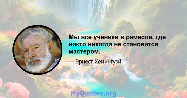 Мы все ученики в ремесле, где никто никогда не становится мастером.