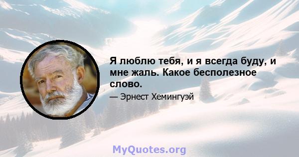 Я люблю тебя, и я всегда буду, и мне жаль. Какое бесполезное слово.