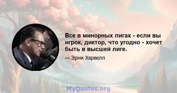 Все в минорных лигах - если вы игрок, диктор, что угодно - хочет быть в высшей лиге.