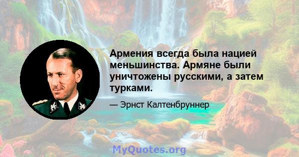 Армения всегда была нацией меньшинства. Армяне были уничтожены русскими, а затем турками.