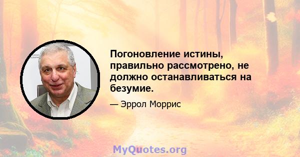 Погоновление истины, правильно рассмотрено, не должно останавливаться на безумие.