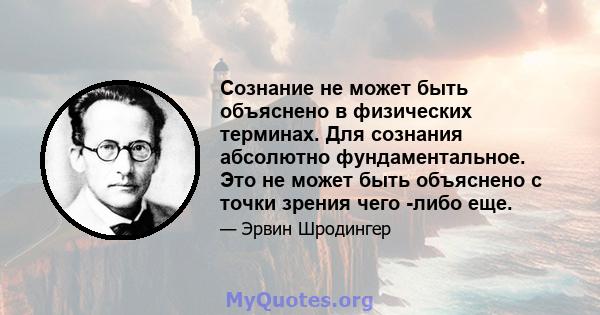 Сознание не может быть объяснено в физических терминах. Для сознания абсолютно фундаментальное. Это не может быть объяснено с точки зрения чего -либо еще.