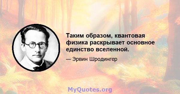 Таким образом, квантовая физика раскрывает основное единство вселенной.