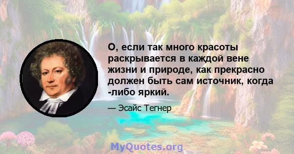 О, если так много красоты раскрывается в каждой вене жизни и природе, как прекрасно должен быть сам источник, когда -либо яркий.