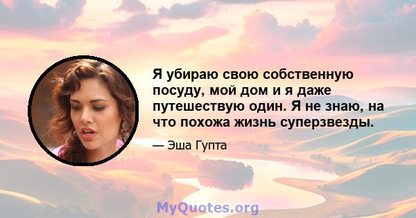 Я убираю свою собственную посуду, мой дом и я даже путешествую один. Я не знаю, на что похожа жизнь суперзвезды.