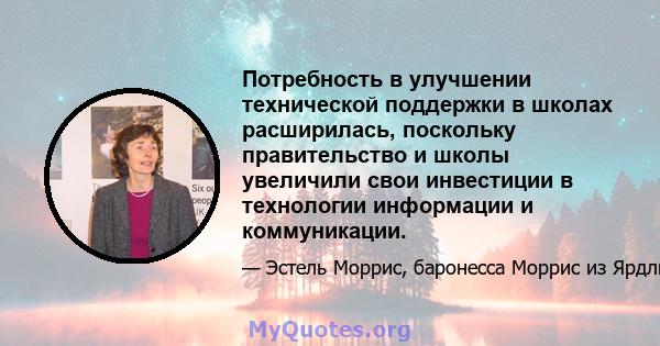 Потребность в улучшении технической поддержки в школах расширилась, поскольку правительство и школы увеличили свои инвестиции в технологии информации и коммуникации.