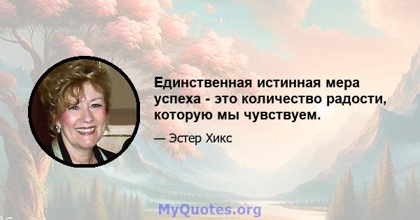 Единственная истинная мера успеха - это количество радости, которую мы чувствуем.