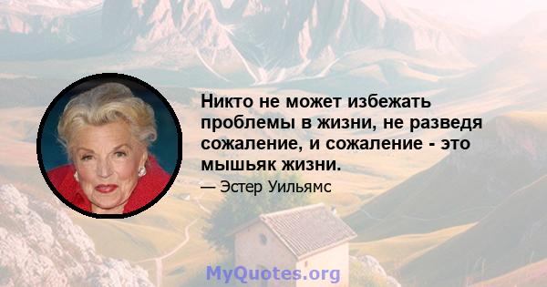 Никто не может избежать проблемы в жизни, не разведя сожаление, и сожаление - это мышьяк жизни.