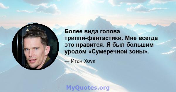 Более вида голова триппи-фантастики. Мне всегда это нравится. Я был большим уродом «Сумеречной зоны».