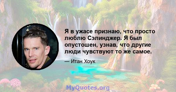 Я в ужасе признаю, что просто люблю Сэлинджер. Я был опустошен, узнав, что другие люди чувствуют то же самое.