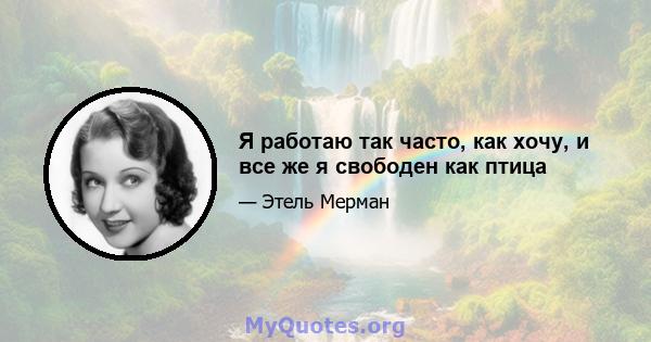 Я работаю так часто, как хочу, и все же я свободен как птица