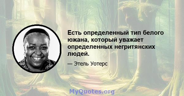 Есть определенный тип белого южана, который уважает определенных негритянских людей.