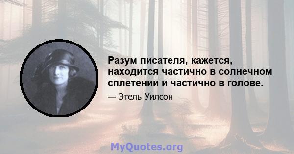 Разум писателя, кажется, находится частично в солнечном сплетении и частично в голове.