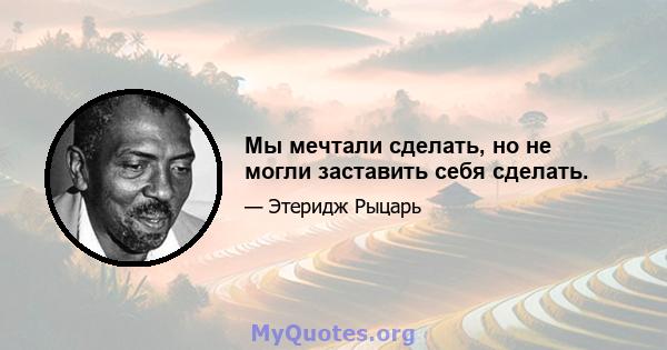 Мы мечтали сделать, но не могли заставить себя сделать.