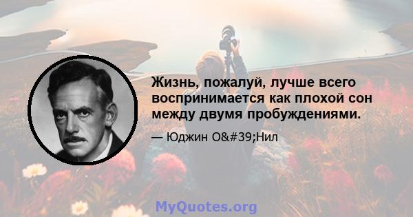 Жизнь, пожалуй, лучше всего воспринимается как плохой сон между двумя пробуждениями.