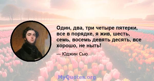 Один, два, три четыре пятерки, все в порядке, я жив, шесть, семь, восемь девять десять, все хорошо, не ныть!