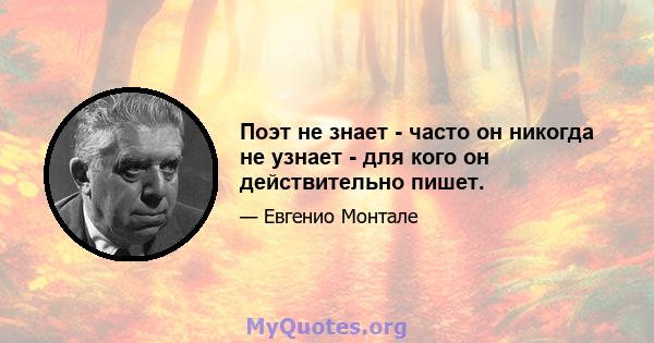 Поэт не знает - часто он никогда не узнает - для кого он действительно пишет.