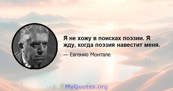 Я не хожу в поисках поэзии. Я жду, когда поэзия навестит меня.