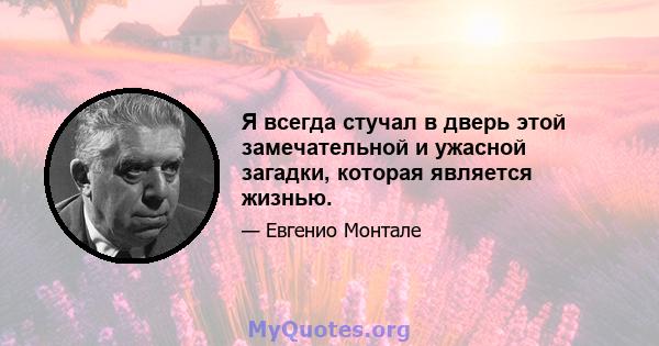 Я всегда стучал в дверь этой замечательной и ужасной загадки, которая является жизнью.