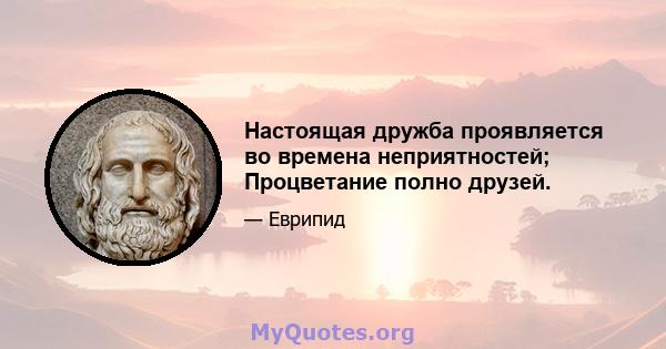 Настоящая дружба проявляется во времена неприятностей; Процветание полно друзей.