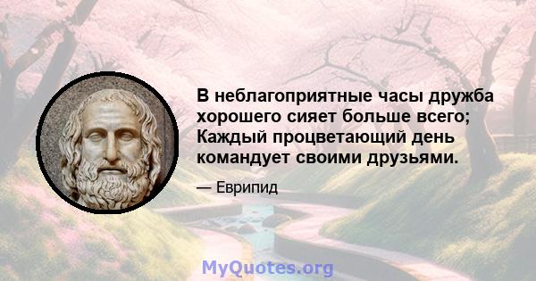 В неблагоприятные часы дружба хорошего сияет больше всего; Каждый процветающий день командует своими друзьями.