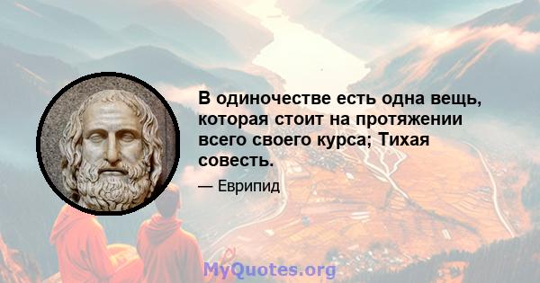 В одиночестве есть одна вещь, которая стоит на протяжении всего своего курса; Тихая совесть.