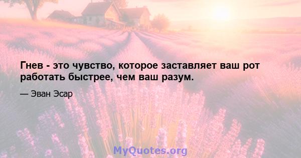 Гнев - это чувство, которое заставляет ваш рот работать быстрее, чем ваш разум.