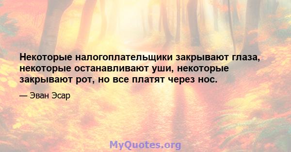 Некоторые налогоплательщики закрывают глаза, некоторые останавливают уши, некоторые закрывают рот, но все платят через нос.