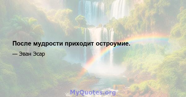 После мудрости приходит остроумие.