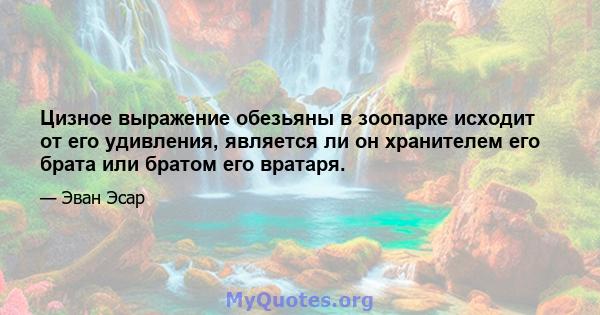 Цизное выражение обезьяны в зоопарке исходит от его удивления, является ли он хранителем его брата или братом его вратаря.