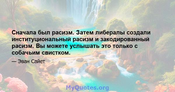 Сначала был расизм. Затем либералы создали институциональный расизм и закодированный расизм. Вы можете услышать это только с собачьим свистком.