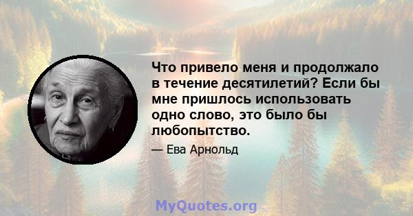 Что привело меня и продолжало в течение десятилетий? Если бы мне пришлось использовать одно слово, это было бы любопытство.